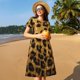 thumbnail image 4 of Fotbe Golden Leopard Glitter Vestido Largo de Moda para Mujer, Vestido Tipo Camiseta con Manga Corta y Estilo Casual a Rayas y Bloques de Color, 4 of 6