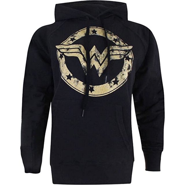 Wonder Woman - Sudadera Metalizada para Mujer (Negro)