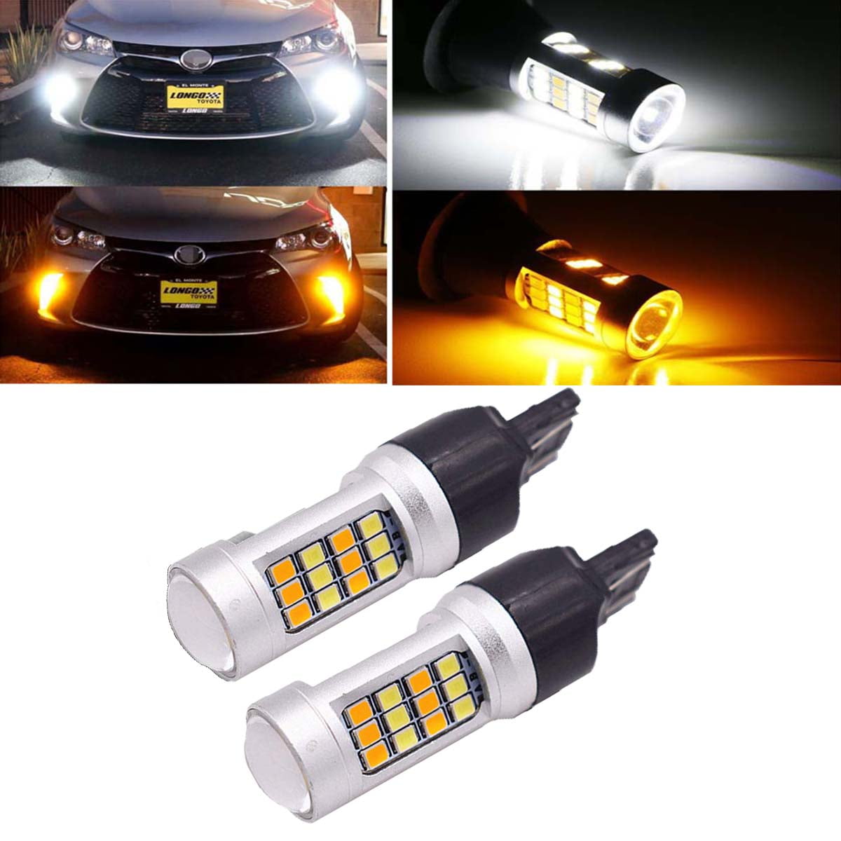 2pcs 7443 7444 Front LED Turn Signal Light Blink Bulb for Toyota Nissan