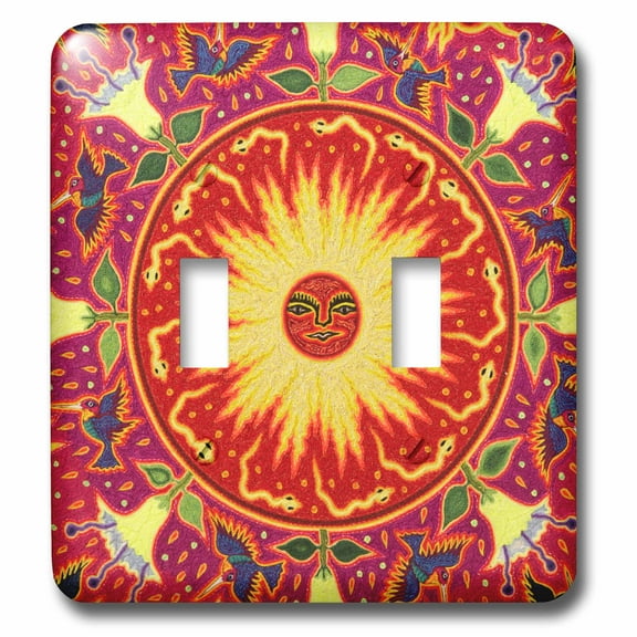 3dRose, Folk Art, Huichol art, Santa Fe, New Mexico - US32 JMR1119 - Julien McRoberts, double toggle switch