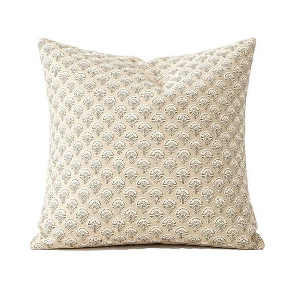 Set of 2 Decorative Neutral Floral Print Throw Pillow Covers Vintage Accent Farmhouse Cushion Covers Boho Home Decor for Sofa Couch Chair Bedroom Living Room (18x18 Inch,Beige)