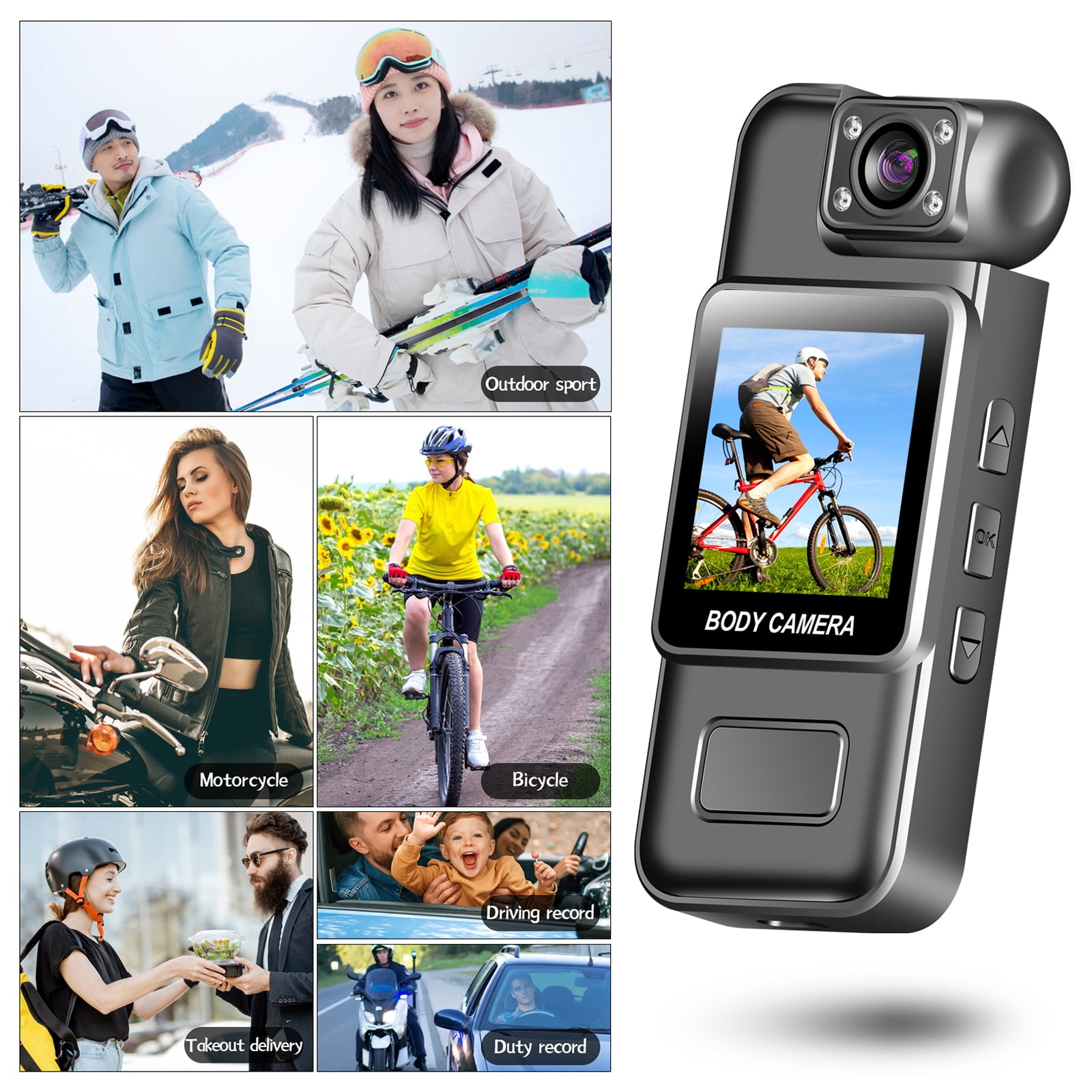 4K Body Camera Video Recorder with Rotating Lens Supports 128GB Storage for Security and Law Enforcement