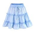 thumbnail image 1 of Falda de playa con volantes florales para niñas y mujeres, minifalda acampanada de cintura alta para niñas Eigraketly FS11181-08, 1 of 7