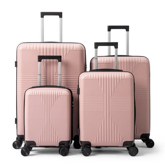 Ktaxon 4-Piece Luggage Set Hardshell Lightweight ABS Carry On Suitcase 360° Spinner Wheels Pink