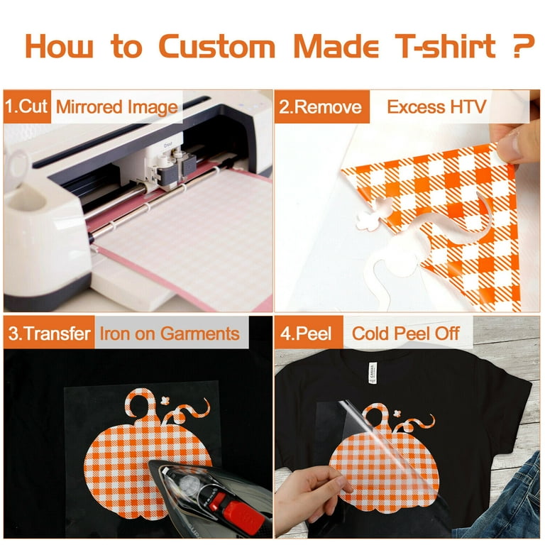  Orange HTV Heat Transfer Vinyl, Iron on Vinyl for Cricut  Halloween, Buffalo Plaid HTV for Fabrics T-Shirts Ornament