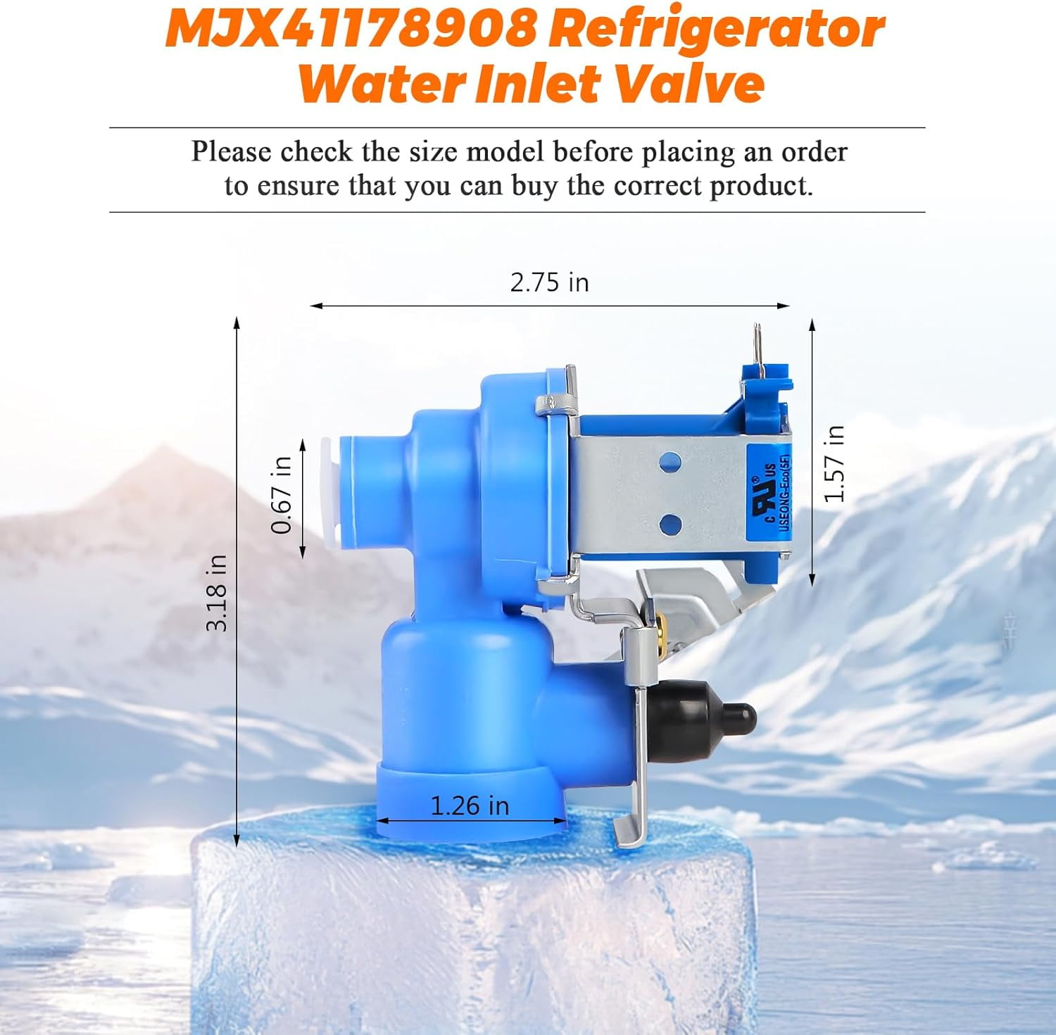 ABCISI MJX41178908 Refrigerator Water Inlet Valve by ABCISI-Fit for LG Kenmore Refrigerators - Replaces 5221JA2011J 1398828 AP4451762 PS3536019 EAP3536019 PD00005215 ice maker water inlet valve