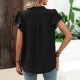 thumbnail image 4 of Mittory Women Summer V Neck Ruffle Short Sleeve Blouse Polka Dots Flowy Shirt Tunic Top, 4 of 6