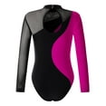 thumbnail image 2 of CHICTRY Kids Girls Ballet Dance Leotard Long Sleeve Rhinestones Skating Performance Bodysuit Hot Pink 6, 2 of 5