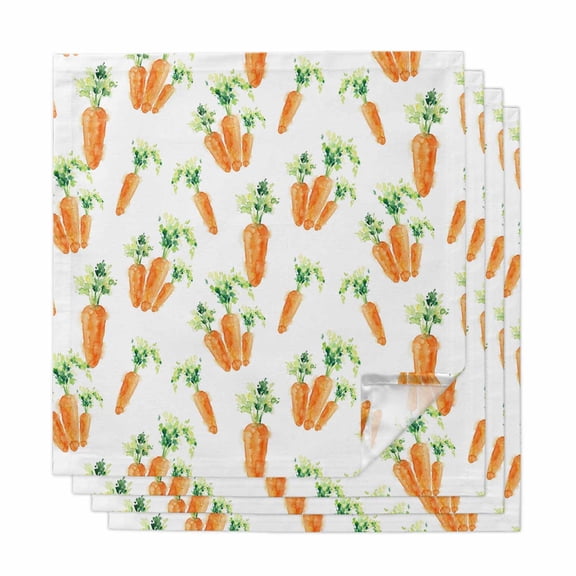 Easter Carrot Cloth Napkins, Spring Watercolor Modern Art Washable and Reusable Dinner Napkins Set of 4, Table Napkin for Kitchen Party Birthday Wedding Hotel Housewarming 20"x20"