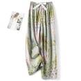 thumbnail image 2 of DeHolifer Women's Pants Cotton Floral Printed Elastic Casual Wide Leg Pants Full Length Pants Multicolor Free Size, 2 of 5
