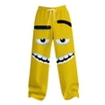 thumbnail image 5 of UVEASISHA Mens Funny Pants with Pockets Summer Loose Straight Leg Linen Pants Novelty 3D Cartoon Print Beach Slacks Stretch Waist Drawstring Trousers Yellow XL, 5 of 6
