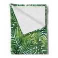 thumbnail image 2 of Leaf Soft Flannel Fleece Throw Blanket, Tropical Exotic Banana Forest Palm Tree Leaves Watercolor Design Image, Cozy Plush for Indoor and Outdoor Use, 50" x 70", Pale Green Dark Green, by Ambesonne, 2 of 5
