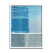Stupell Industries Blue & Grey Abstract Abstract Painting White Framed Art Print Wall Art, 24 x 30