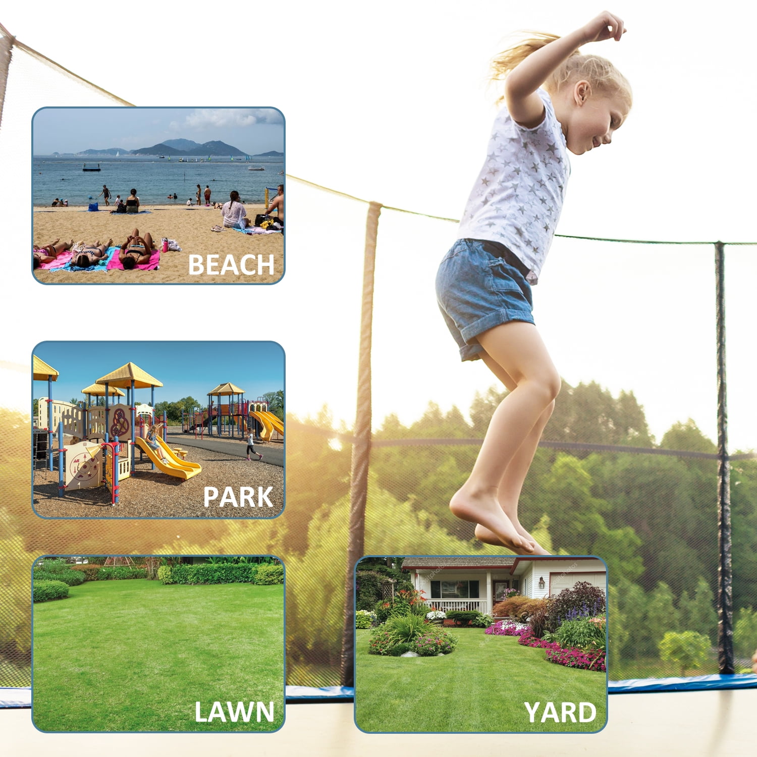 Lacoo 12 FT Patio Trampoline Outdoor Jumping Trampoline with Safety Enclosure, Green