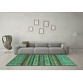 thumbnail image 3 of Ahgly Company Indoor Rectangle Abstract Turquoise Blue Modern Area Rugs, 2' x 4', 3 of 4