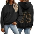 thumbnail image 2 of Hoodie Women Leopard Hoodies Sweatshirt Hop Pullover Hoodie Soft Streetwear Womens Fall Sweatshirts Black S, 2 of 6