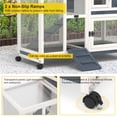 thumbnail image 4 of Rabbit Cage Indoor & Outdoor Rabbit Hutch Weatherproof Bunny Guinea Pig  Chicken Coop w/ Wheel & Tray, Blue, 4 of 8