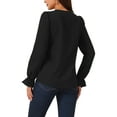 thumbnail image 3 of INSPIRE CHIC Women's Lace V Neck Lantern Sleeve Dressy Casual Tops Fall Winter Fashion T Shirt, 3 of 4