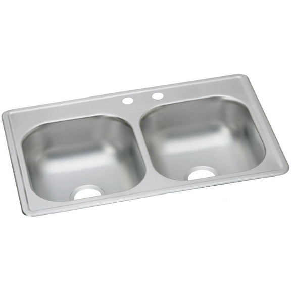 Elkay Dayton Stainless Steel 33" x 19" x 8", Equal Double Bowl Drop-in Sink