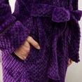 thumbnail image 5 of Defitshape Women's Long Robe Fuzzy Plush Full Length Pockets Belted Spa Bath Robes Fleece Winter Warm Purple X-Large, 5 of 5