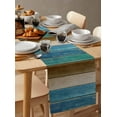 thumbnail image 2 of Table Runner Dresser Scarf 13 x 72 Inch Teal Blue Brown Wooden Board Gradient Farmhouse Country Table Runners Non-Slip Heat Kitchen Dining Table Decor for Indoor Outdoor Home Party Decoration, 2 of 7