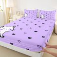 thumbnail image 5 of Manfei Cute Cat Kitten King Sheets, Love Heart Print Bedding, Lavender, 4pcs, 1 Flat Sheet, 1 Fitted Sheet and 2 Pillowcases, 5 of 6