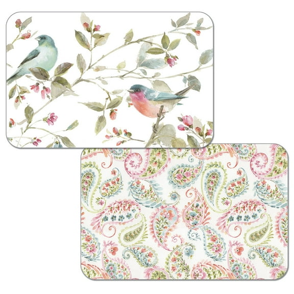 Wipe-Clean Reversible Decofoam Placemats, Beautiful Romance, Set of 2, Made in The USA
