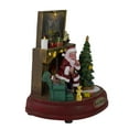 thumbnail image 5 of Northlight 8.5" Brown and Green LED Animated Musical Santa Scene Christmas Tabletop Decoration, 5 of 7