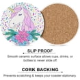 thumbnail image 6 of Round Drink Coasters 2 Pcs Unicorn with Floral Wreath on Christmas Absorbent Ceramic Coaster with Cork Base for Coffee Cups Housewarming Gift for Home Decor, 6 of 6