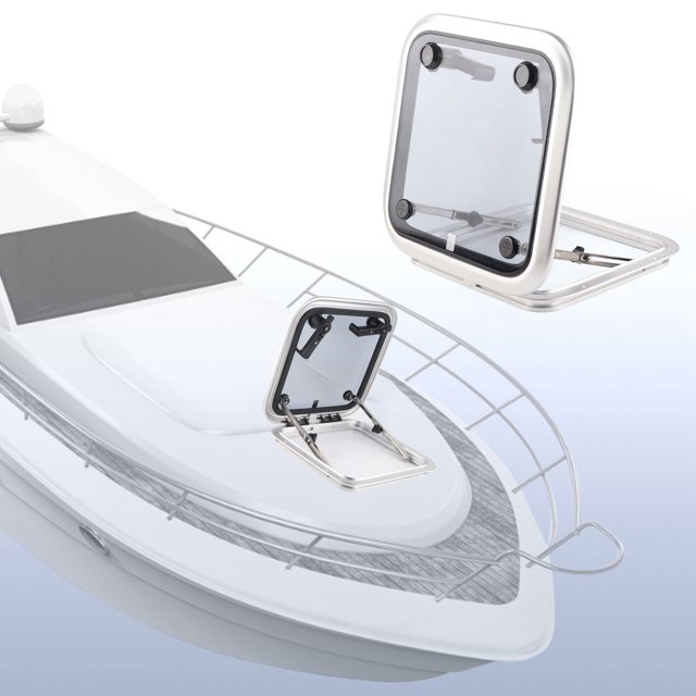 Square Push Out Deck Window, 90 Degree Open Angle 360x360mm Boat Ventilation Hatch Window Durable For Boat
