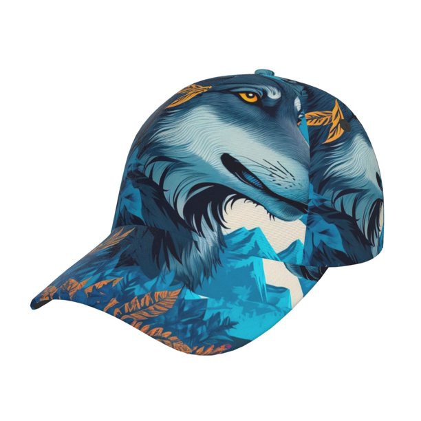Balery Blue Iceberg Leaf Wolf Gorra de béisbol de tamaño ajustable para correr, entrenar y actividades al aire libre. Gorra de papá para todas las estaciones.