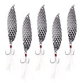 thumbnail image 1 of 5pcs cucharas señuelos de pesca dura anzuelos triples señuelos de pesca de metal cebos accesorios de pesca (señuelo de plata + pluma blanca), 1 of 4