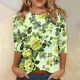 thumbnail image 2 of miqiqism Vintage Tops for Women Trendy Floral Printed Blouses Teen Girls Casual Slim Fit Shirt Juniors Crew Neck Blouse Fashion Long Sleeves Clothes,Green,XX-Large, 2 of 4