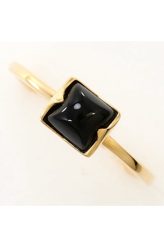 Pre-Owned K10 10K YG Yellow Gold Ring with 0.50ct Onyx Stone, Total Weight 1.1g ...