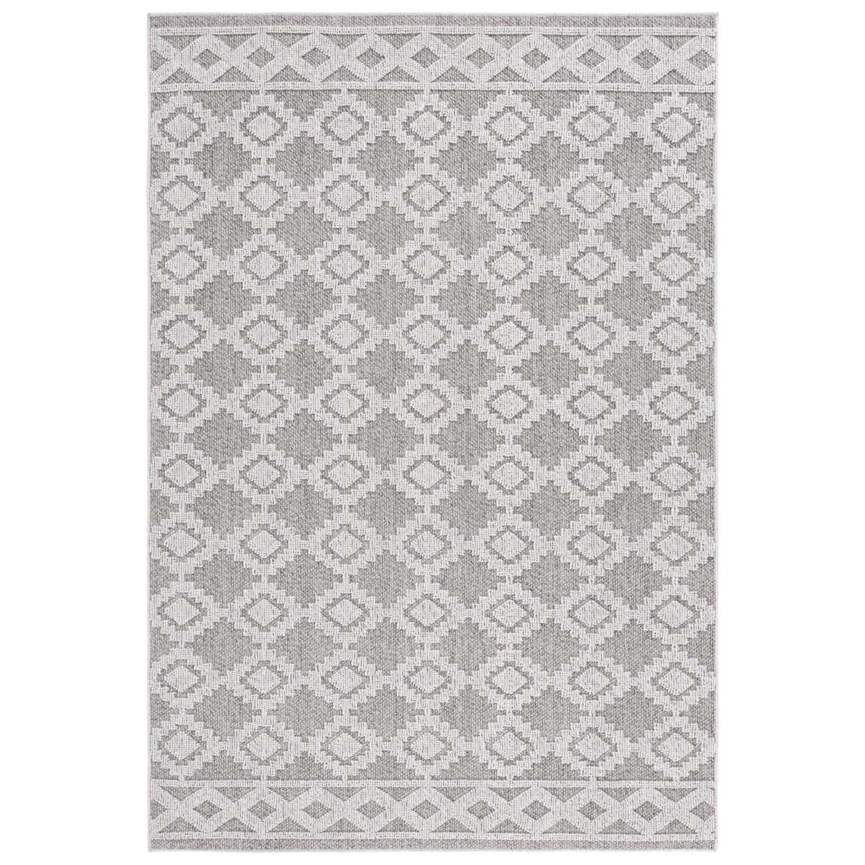 SAFAVIEH Global Paylynn Diamond Indoor/Outdoor Area Rug, Grey/Ivory, 8' x 10'