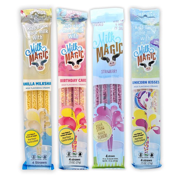 Milk Magic Milk Flavoring Straws 4Pack Bundle (16 count), Vanilla