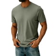 thumbnail image 2 of Afuyipoi Men's Big and Tall Athletic Performance Tee (L-8XL), Short Sleeve Solid Color Round Neck Running Training Top Army Green Size 6Xl, 2 of 8