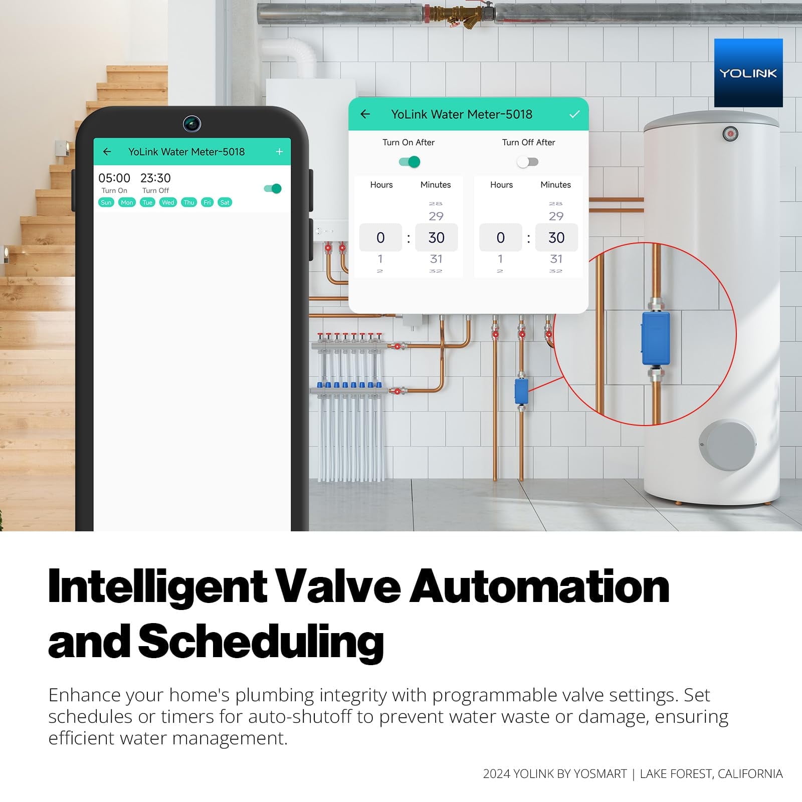 YoLink FlowSmart All-in-One: Smart Water Meter & Shutoff for 0.5'' Pipes, NSF Certified, Real-Time Leak Detection, App-Controlled, 10+ Year Battery, YoLink Hub Included – YS5018