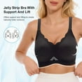 thumbnail image 3 of Deep V Bra Low Cut Sexy Women Seamless Bras No Underwire Plus Size Wireless Push Up Full Coverage Bralette Comfortable Everyday Bras Back Fat Smoothing T-Shirts Bra Gray S, 3 of 5