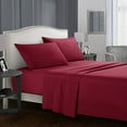 thumbnail image 3 of Juego de sábanas suaves, colcha con bolsillo profundo, juego de cama de alta calidad, tamaño King rojo, 4 Uds., 3 of 8