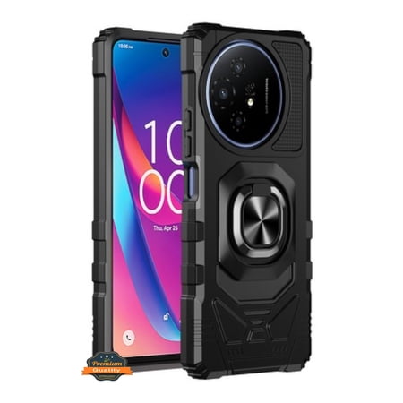For TCL 50 XL 5G Hybrid Magnetic Car Mount Ring Kickstand Stand Holder Full-Body Armor Hard Protective [Military Grade] Phone Case Cover by Xpression - Black