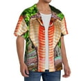 thumbnail image 2 of Balery Cobra Snake Camisa Casual de Manga Corta con Botones para Hombre, Texturizada, Estilo Cubano, para Playa, Verano-Small, 2 of 5