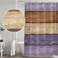 thumbnail image 4 of Farmhouse Purple Brown Shower Curtain, Waterproof Shower Curtains for Bathroom, Vintage Wooden Striped Washable Fabric Bathtub Curtain Set Bath Decor with 12 Hooks Stall 36"x72", 4 of 6