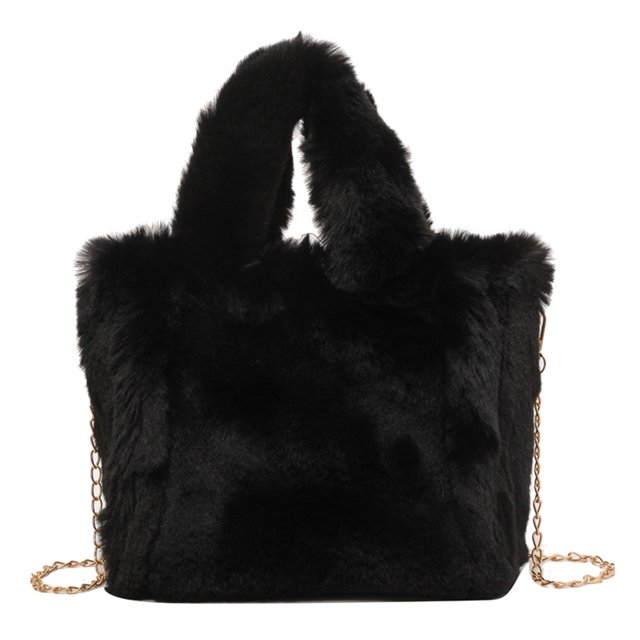 Bolso de hombro con cadena para mujer, bolso de mano borroso de moda, bolso informal para niña de otoño e invierno