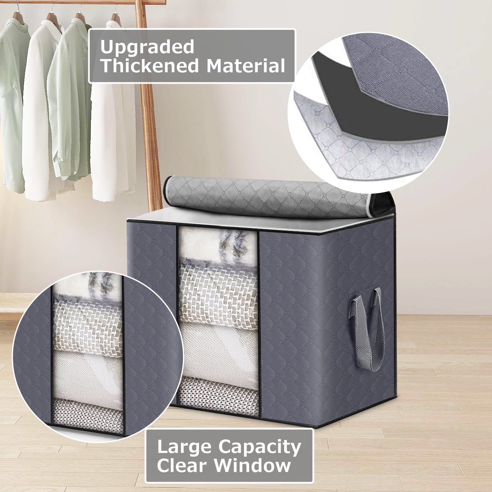 Vinsani 2pcs Clothes Storage Bags Organiser Huge Capacity Wardrobe