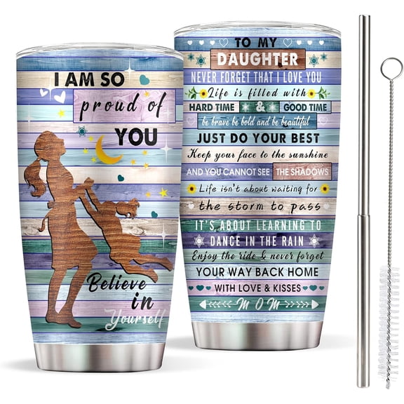 Daughter Tumbler Gifts for Daughter from Mom, Unique Birthday Gifts Mothers Day Gifts for Daughter from Mother, Inspirational Graduation Gifts for Daughter - Stainless Steel Coffee Tumbler 20 oz