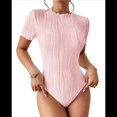 thumbnail image 1 of para Mujer, Cuello Redondo, Corta, Trajes de Baño, Trajes de Salida, Leotardos de Verano, Camisetas de una Pieza. Rosa XL, 1 of 7