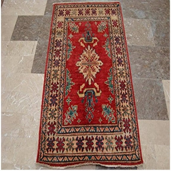 Ahmedani Linen Wow Super Kazak Caucasion Geometric Veg Dyed Mahal Living Room & Bedroom Hand Knotted Rug Carpet (4.7 x 2.7)'