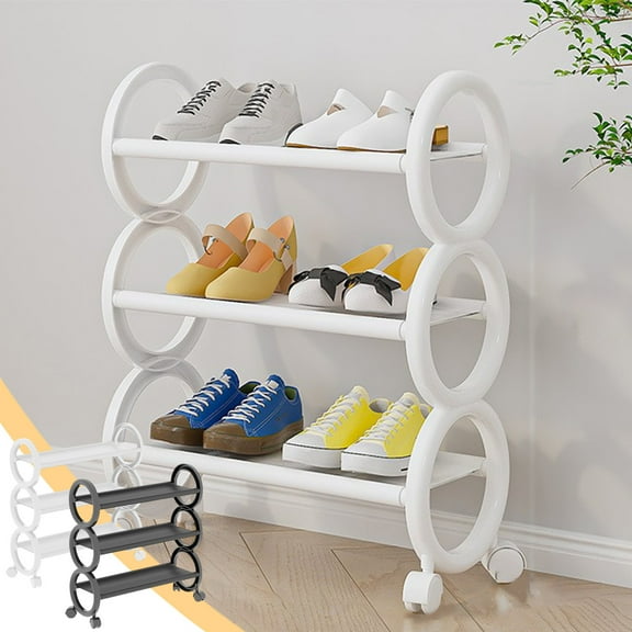 CVLNCYCLING Shoe Rack,Shoe Storage,3-Tier Metal Shoe Rack for Entryway,Movable Shoe Rack Organizer with Wheel,Shoe Storage & Organizers for Entryway,Dormitory,Bedroom,Living Room