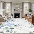 thumbnail image 2 of Eucalyptus Flower Large Area Rugs for Bedroom Living Room, Soft Non Slip Carpet Bedside Rug, Sage Green Leaf Blue Floral Watercolor Rectangular Floor Cover Kitchen Accent Rug 6'x9' for Office, 2 of 9